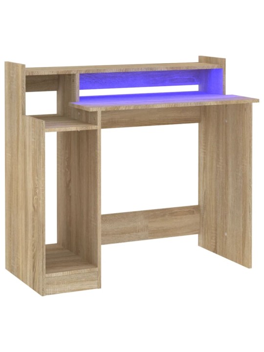 Psací stůl s LED světly dub sonoma 97x45x90 cm kompozitní dřevo