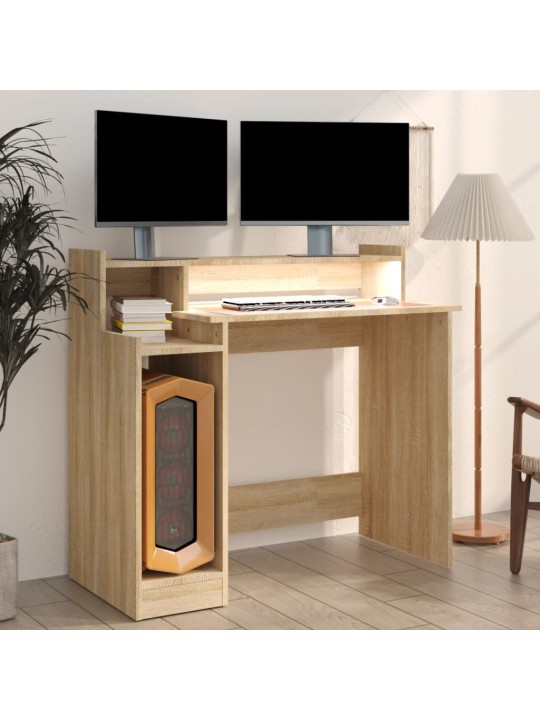 Psací stůl s LED světly dub sonoma 97x45x90 cm kompozitní dřevo