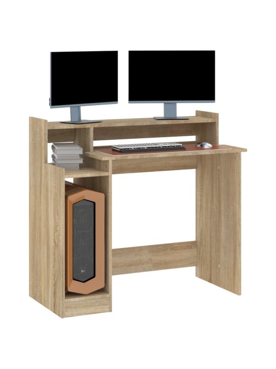Psací stůl s LED světly dub sonoma 97x45x90 cm kompozitní dřevo