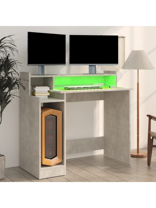 Psací stůl s LED betonově šedý 97 x 45 x 90 cm kompozitní dřevo