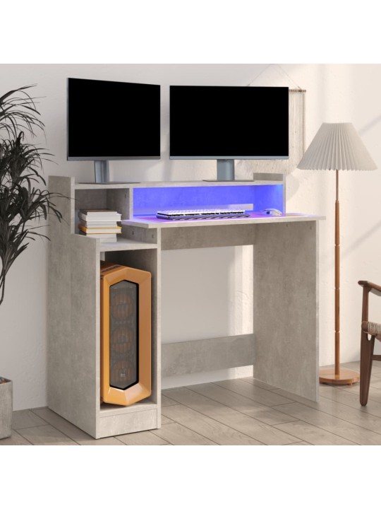Psací stůl s LED betonově šedý 97 x 45 x 90 cm kompozitní dřevo