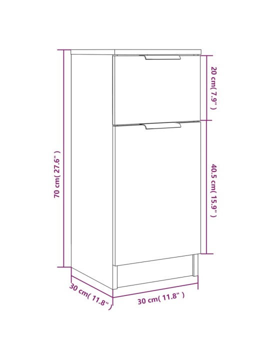 Příborník bílý s vysokým leskem 30x30x70 cm kompozitní dřevo
