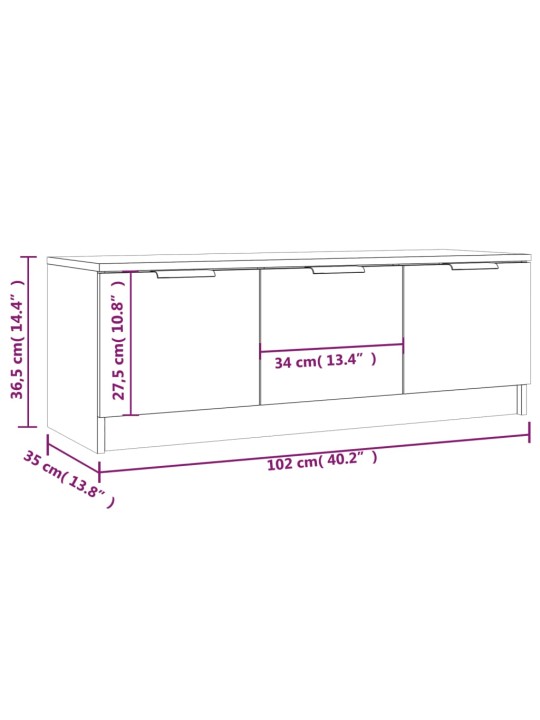 TV skříňka černá 102 x 35 x 36,5 cm kompozitní dřevo