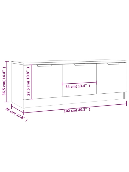TV skříňka černá 102 x 35 x 36,5 cm kompozitní dřevo