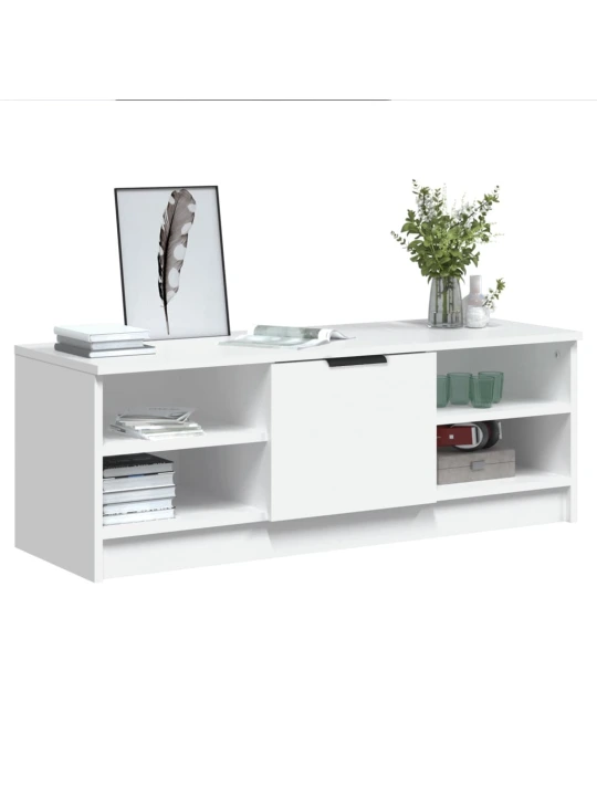 TV skříňka bílá 102 x 35,5 x 36,5 cm kompozitní dřevo