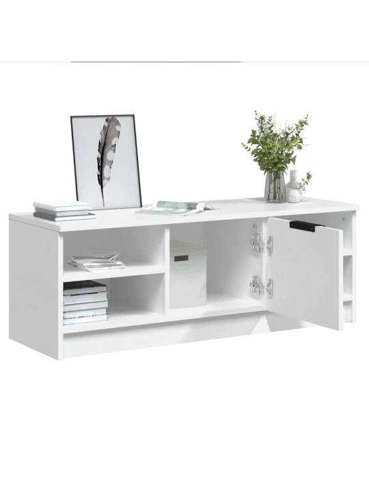 TV skříňka bílá 102 x 35,5 x 36,5 cm kompozitní dřevo