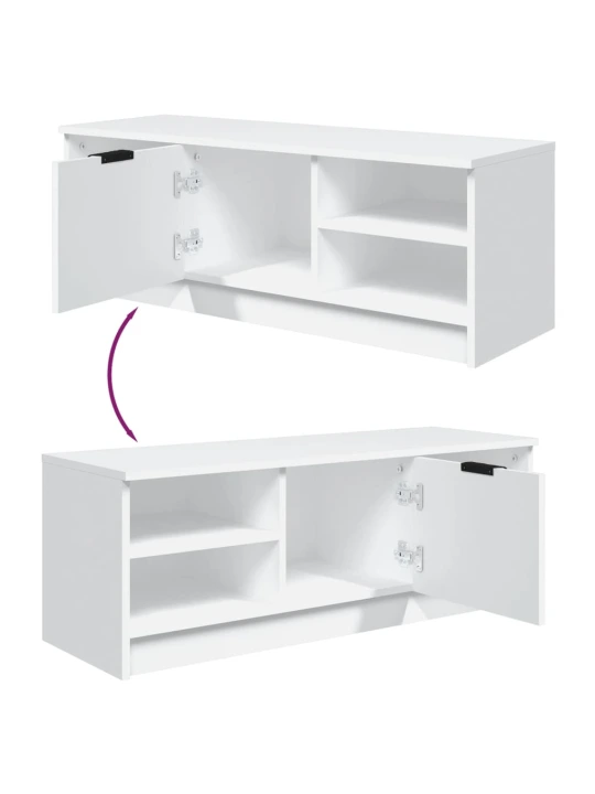 TV skříňka bílá 102 x 35,5 x 36,5 cm kompozitní dřevo