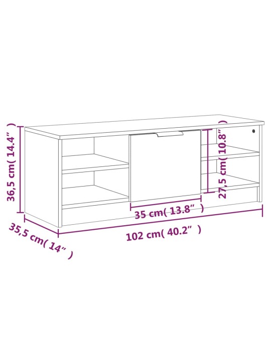 TV skříňka bílá 102 x 35,5 x 36,5 cm kompozitní dřevo
