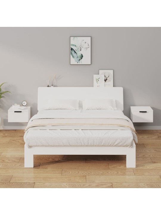 Nástěnné noční stolky 2 ks bílé s vysokým leskem 34x30x20 cm