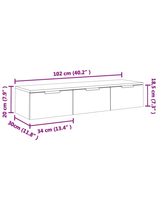 Nástěnná skříňka betonově šedá 102x30x20 cm kompozitní dřevo