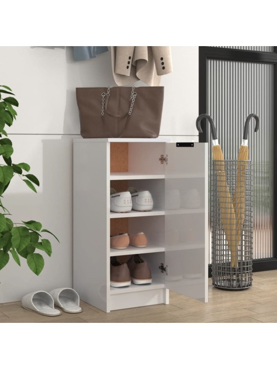 Botník bílý s vysokým leskem 30 x 35 x 70 cm kompozitní dřevo
