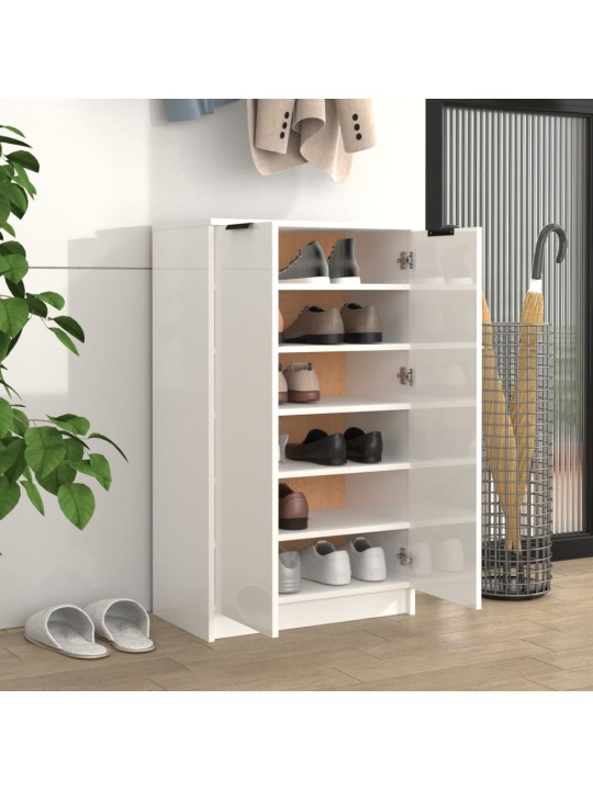 Botník bílý s vysokým leskem 59 x 35 x 100 cm kompozitní dřevo