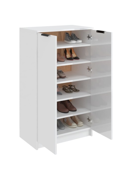 Botník bílý s vysokým leskem 59 x 35 x 100 cm kompozitní dřevo