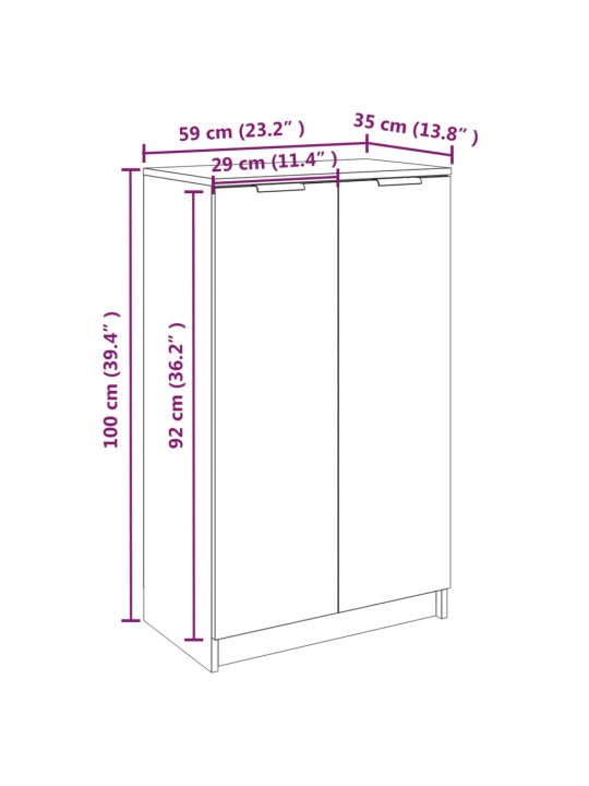 Botník bílý s vysokým leskem 59 x 35 x 100 cm kompozitní dřevo