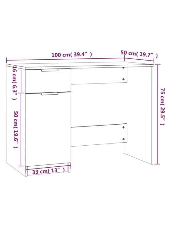 Psací stůl betonově šedý 100 x 50 x 75 cm kompozitní dřevo