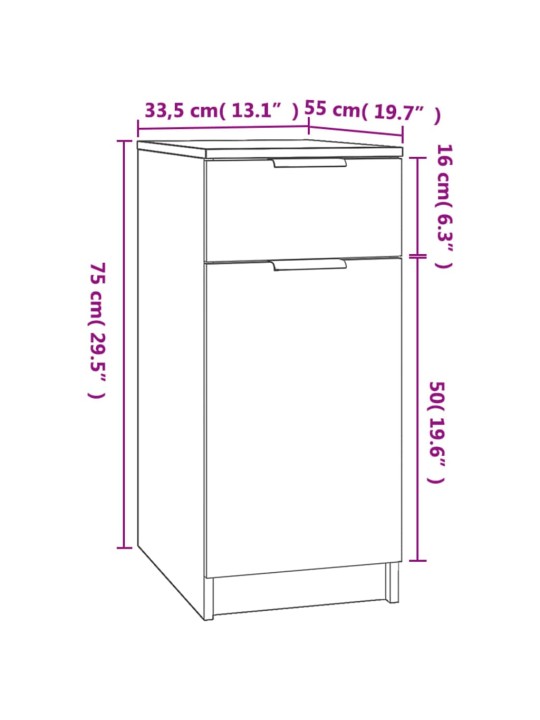 Skříňka k psacímu stolu černá 33,5x50x75 cm kompozitní dřevo