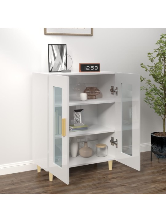 Příborník bílý s vysokým leskem 69,5x34x90 cm kompozitní dřevo