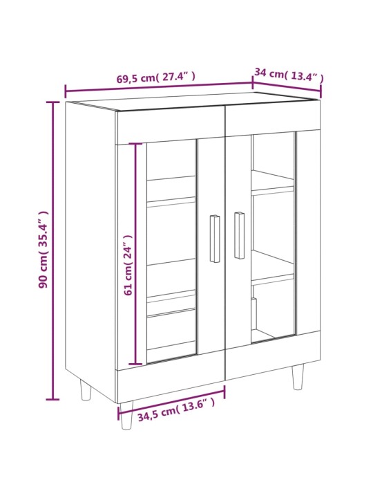 Příborník bílý s vysokým leskem 69,5x34x90 cm kompozitní dřevo