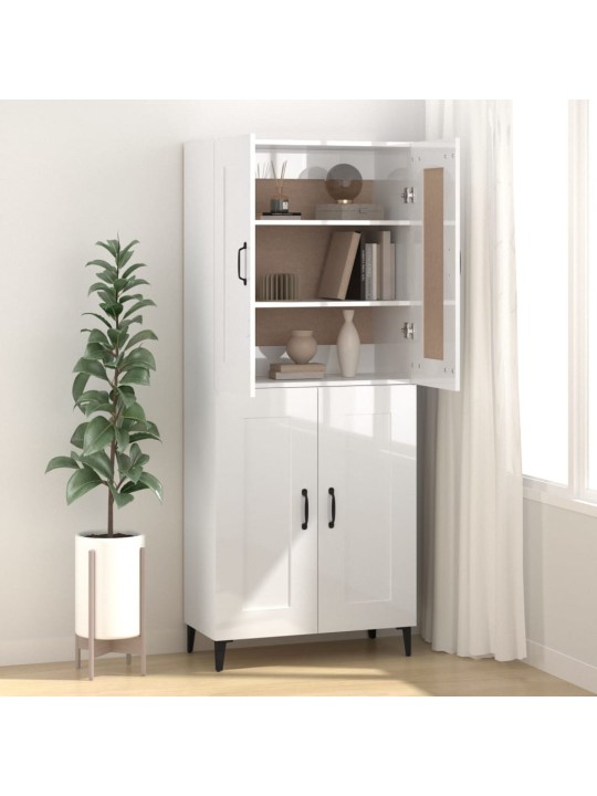 Příborník bílý s vysokým leskem 69,5x34x90 cm kompozitní dřevo