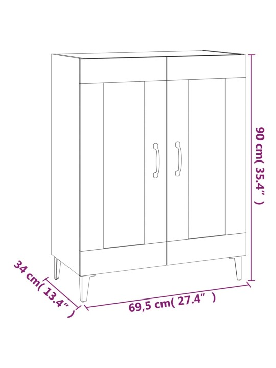 Příborník bílý s vysokým leskem 69,5x34x90 cm kompozitní dřevo