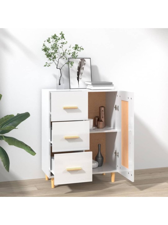 Příborník bílý s vysokým leskem 69,5x34x90 cm kompozitní dřevo