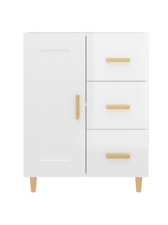 Příborník bílý s vysokým leskem 69,5x34x90 cm kompozitní dřevo
