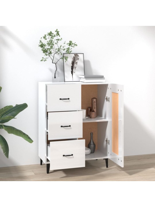 Příborník bílý s vysokým leskem 69,5x34x90 cm kompozitní dřevo