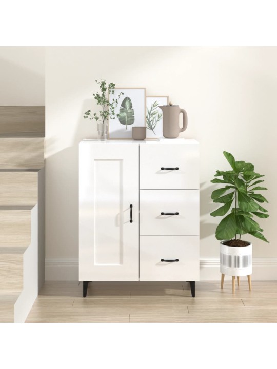 Příborník bílý s vysokým leskem 69,5x34x90 cm kompozitní dřevo