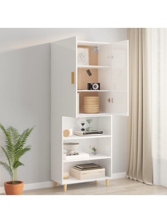 Závěsná nástěnná skříňka bílá s vysokým leskem 69,5x34x90 cm