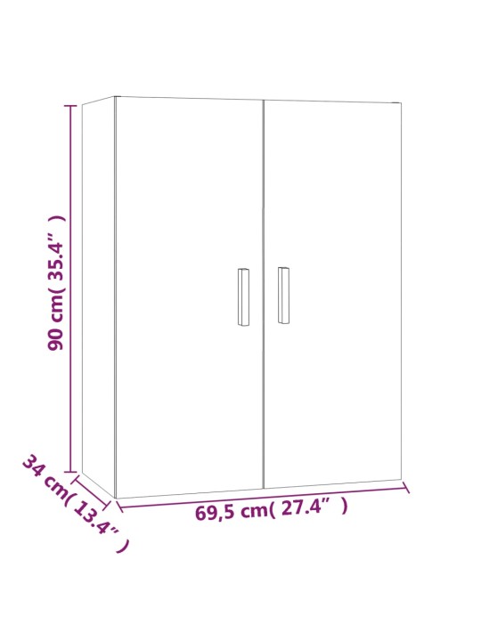 Závěsná nástěnná skříňka bílá s vysokým leskem 69,5x34x90 cm
