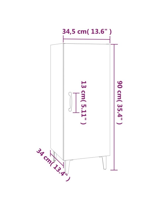 Příborník bílý s vysokým leskem 34,5x34x90 cm kompozitní dřevo