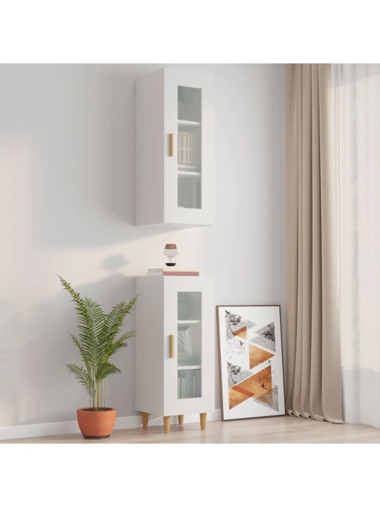 Závěsná nástěnná skříňka bílá s vysokým leskem 34,5x34x90 cm