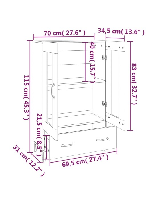 Highboard černý 70 x 31 x 115 cm kompozitní dřevo