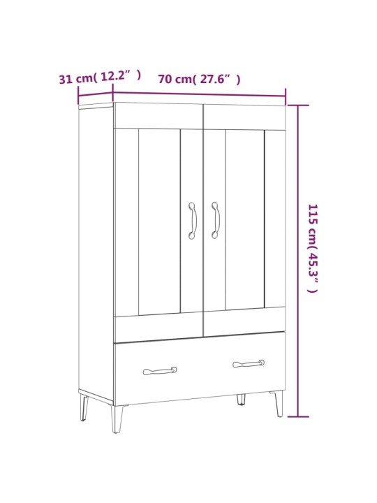 Komoda betonově šedá 70 x 31 x 115 cm kompozitní dřevo