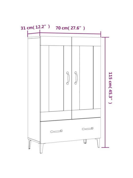 Komoda bílá s vysokým leskem 70 x 31 x 115 cm kompozitní dřevo