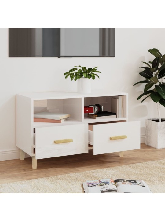 TV skříňka bílá s vysokým leskem 80x36x50 cm kompozitní dřevo