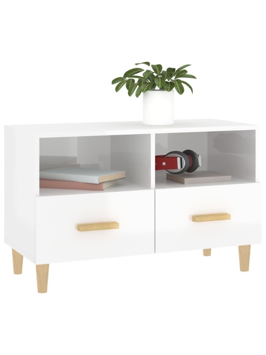TV skříňka bílá s vysokým leskem 80x36x50 cm kompozitní dřevo