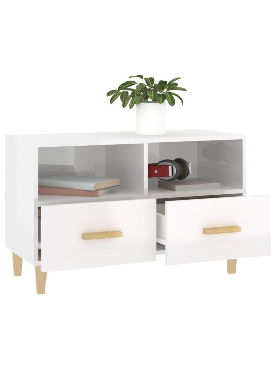 TV skříňka bílá s vysokým leskem 80x36x50 cm kompozitní dřevo