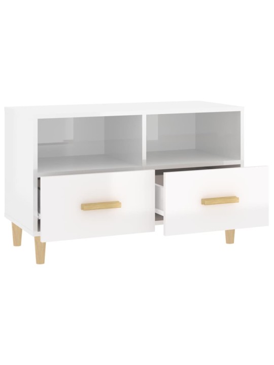 TV skříňka bílá s vysokým leskem 80x36x50 cm kompozitní dřevo