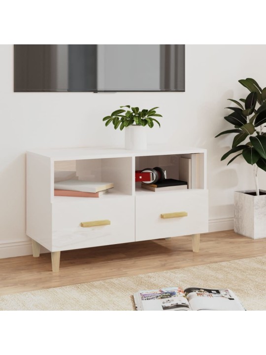 TV skříňka bílá s vysokým leskem 80x36x50 cm kompozitní dřevo