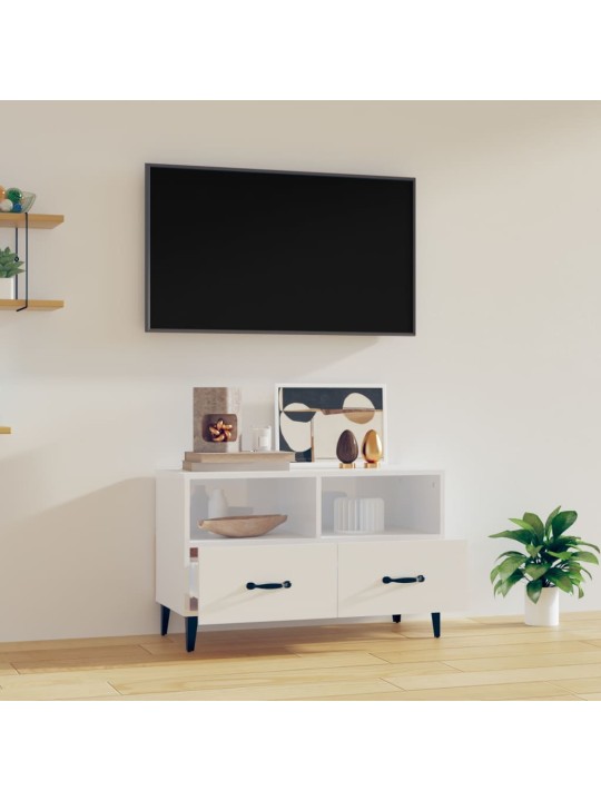 TV skříňka bílá s vysokým leskem 80x36x50 cm kompozitní dřevo