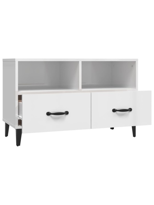 TV skříňka bílá s vysokým leskem 80x36x50 cm kompozitní dřevo