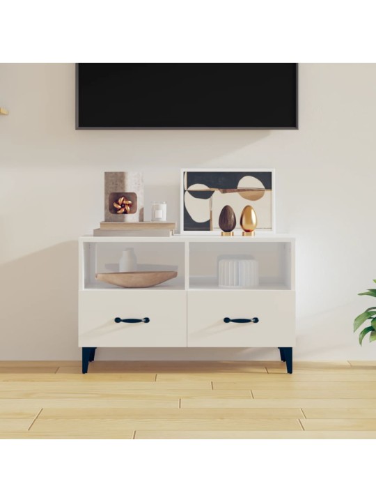 TV skříňka bílá s vysokým leskem 80x36x50 cm kompozitní dřevo