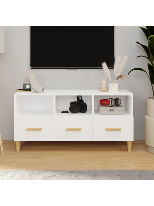 TV skříňka bílá 102 x 36 x 50 cm kompozitní dřevo
