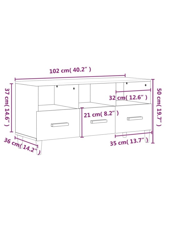 TV skříňka betonově šedá 102 x 36 x 50 cm kompozitní dřevo