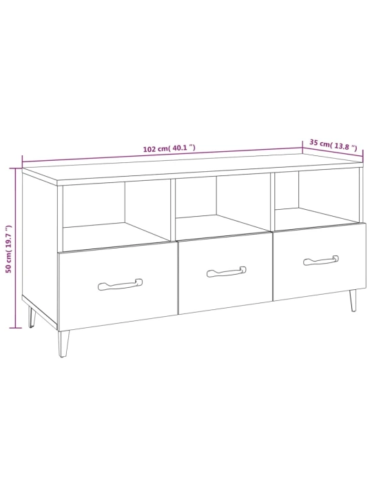 TV skříňka betonově šedá 102 x 35 x 50 cm kompozitní dřevo