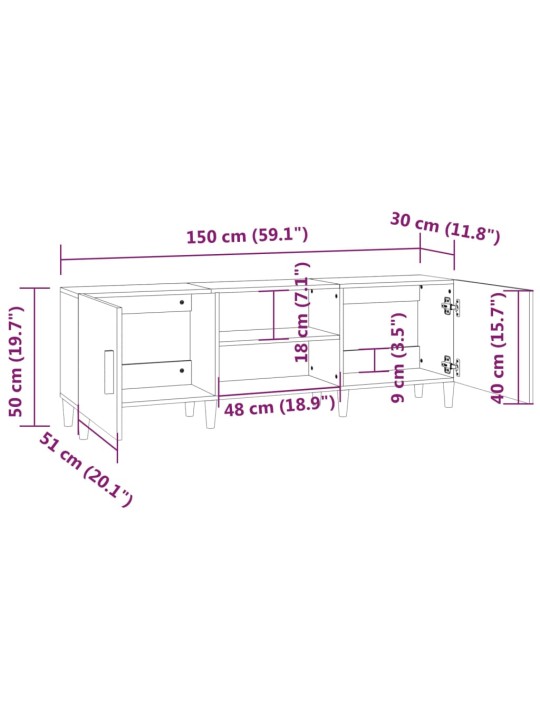 TV skříňka betonově šedá 150 x 30 x 50 cm kompozitní dřevo