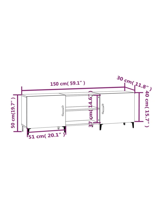 TV skříňka bílá 150 x 30 x 50 cm kompozitní dřevo