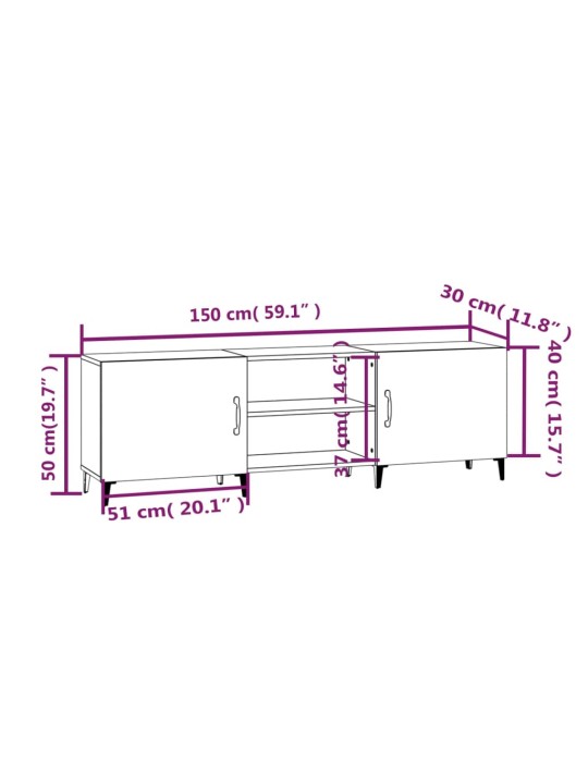 TV skříňka betonově šedá 150 x 30 x 50 cm kompozitní dřevo