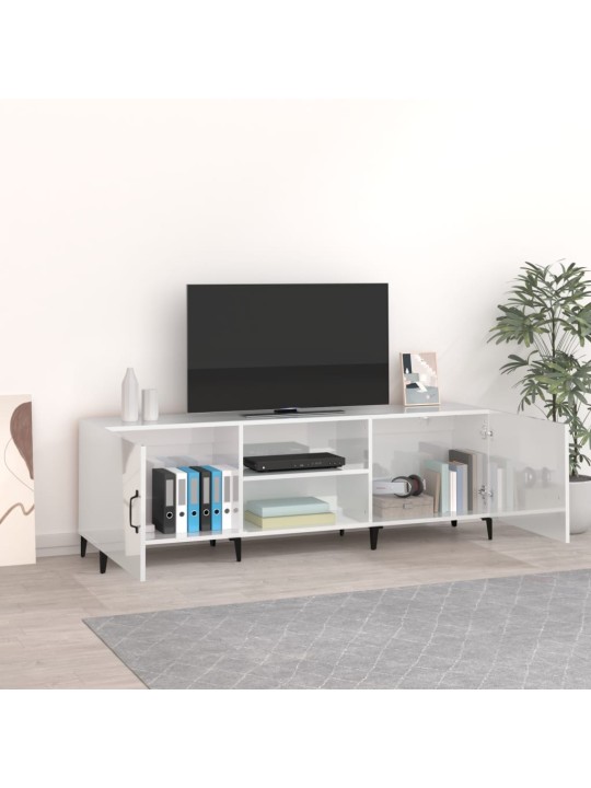 TV skříňka bílá s vysokým leskem 150x30x50 cm kompozitní dřevo
